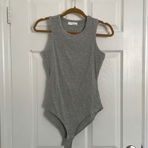 Heatherly gray ribbed soft jersey sleeveless bodysuit
